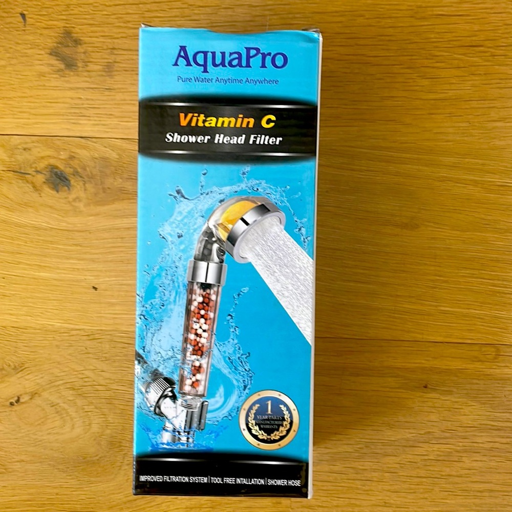 New - Aquapro pure water anytime vitamin C showerhead filter